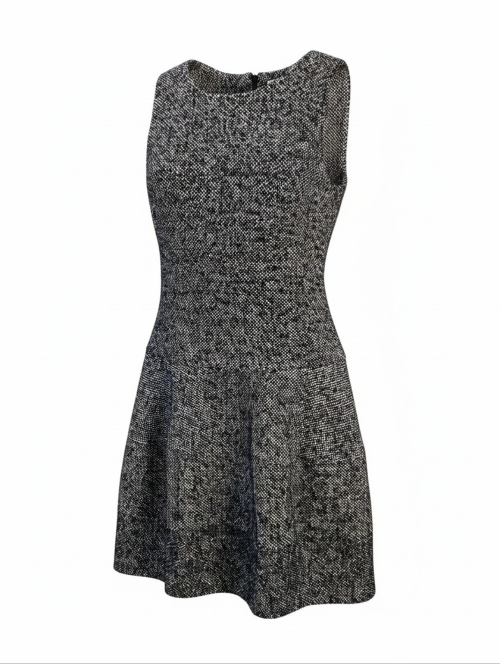 Michael Kors Tweed Sleeveless Sheath Dress Midi Size 8 Lined Black White